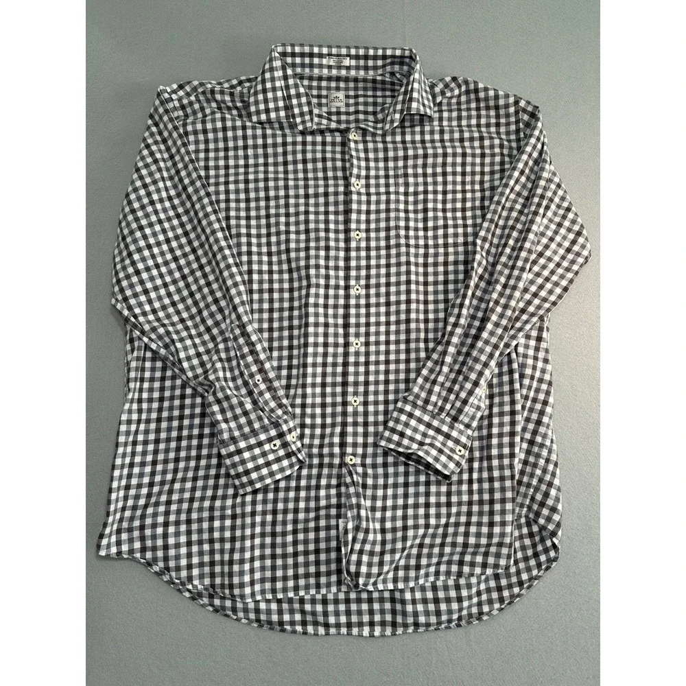 Peter Millar Button Down Shirt Mens XXL Brown Gingham Check Long Sleeve Cotton - Picture 1 of 5